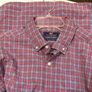Vinyard Vines Button Down Shirt Men's Size L pink/blue plaid Cutter fit